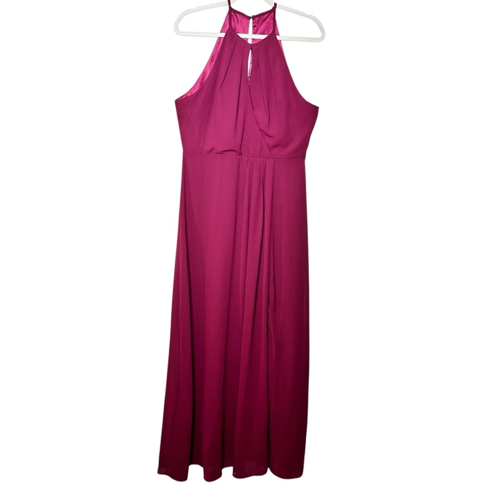 BHLDN Anthropologie Marco Keyhole Halter Maxi Dress Gown Wine Burgundy XL - Picture 4 of 15